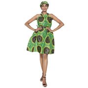 Women's African Print Halter Mini Dress -- FI-P286