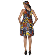 Women's African Print Halter Mini Dress -- FI-P286