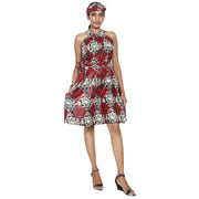 Women's African Print Halter Mini Dress -- FI-P286