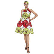 Women's African Print Halter Mini Dress -- FI-P286