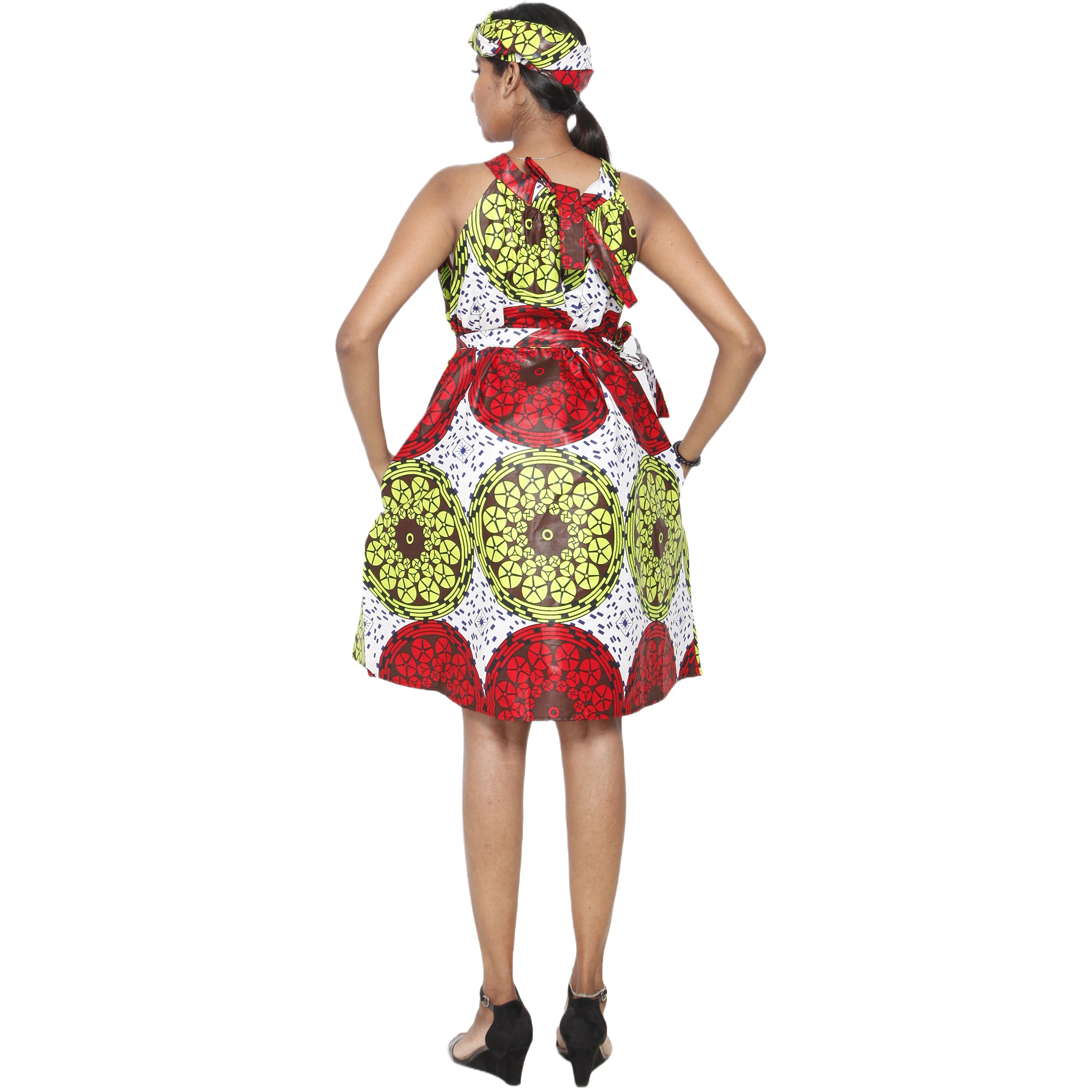 Women's African Print Halter Mini Dress -- FI-P286