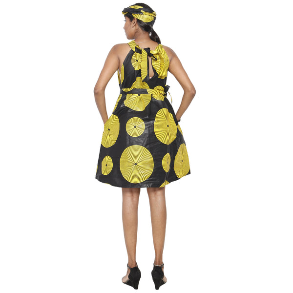 Women's African Print Halter Mini Dress -- FI-P286