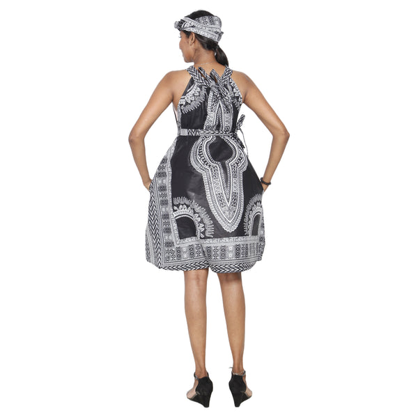 Women's Dashiki Halter Neck Mini Dress -- FI-286