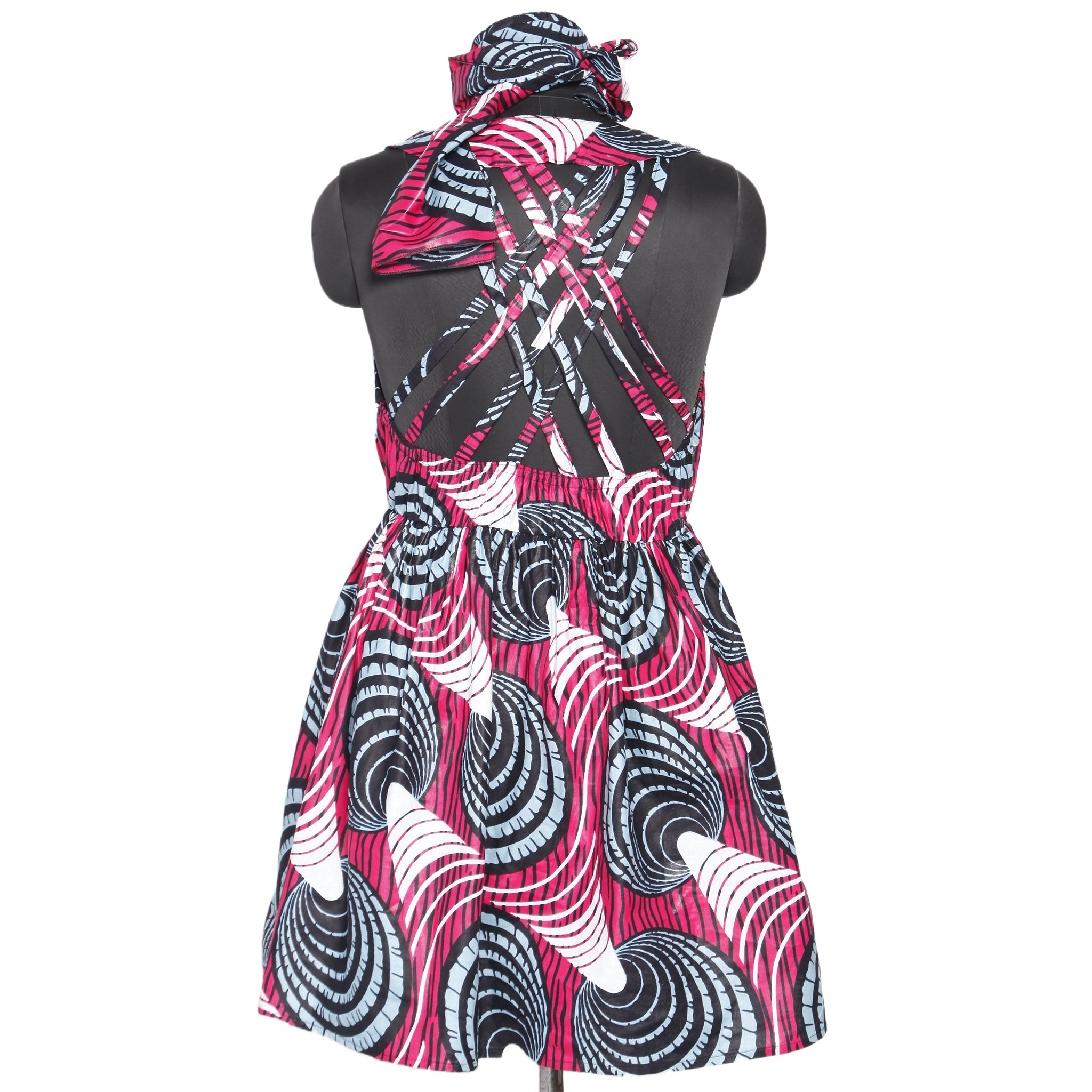 Women's Criss Cross Back Halter Neck Dress - Fi-2073 Women's Criss Cross Back Halter Neck Dress - Fi-2073