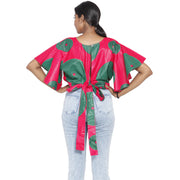 Women's Flared Short Sleeve Cropped Top with Tie Back -- FI-2037