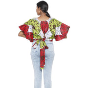 Women's Flared Short Sleeve Cropped Top with Tie Back -- FI-2037