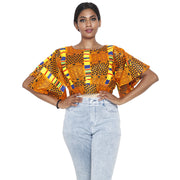 Women's Flared Short Sleeve Cropped Top with Tie Back -- FI-2037