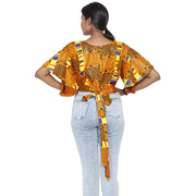 Women's Flared Short Sleeve Cropped Top with Tie Back -- FI-2037