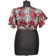 Women's Flared Short Sleeve Cropped Top with Tie Back -- FI-2037