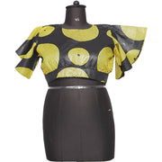 Women's Flared Short Sleeve Cropped Top with Tie Back -- FI-2037