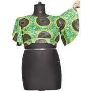 Women's Flared Short Sleeve Cropped Top with Tie Back -- FI-2037