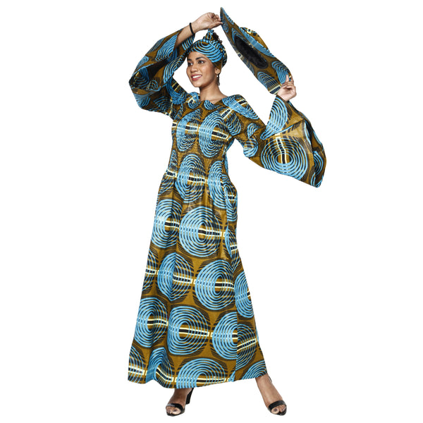 Women's Off Shoulder Smocking Maxi Dress with HAT -- FI-50072 WITH HAT