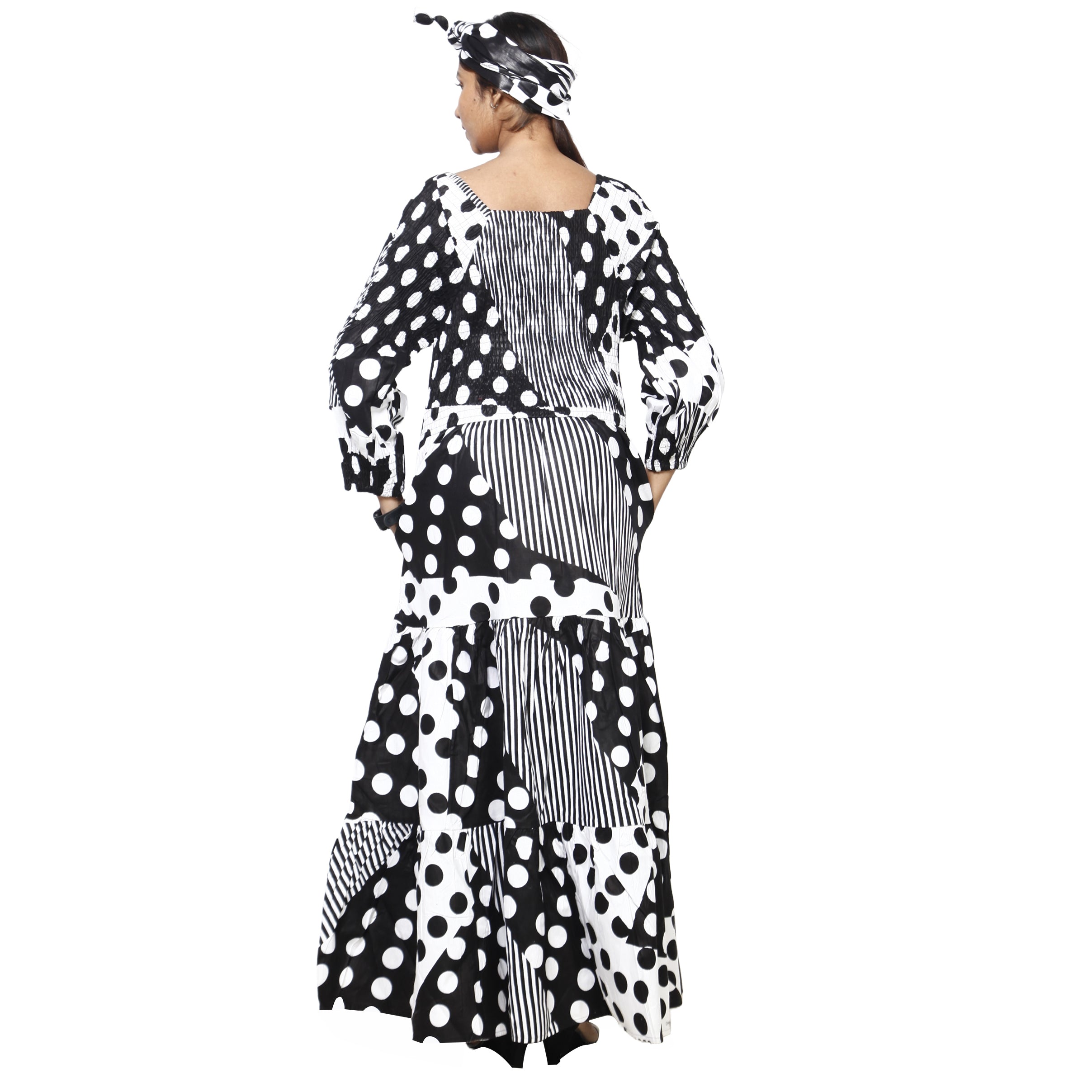 Women's Smocking Long Sleeve Maxi Dress -- FI-50083