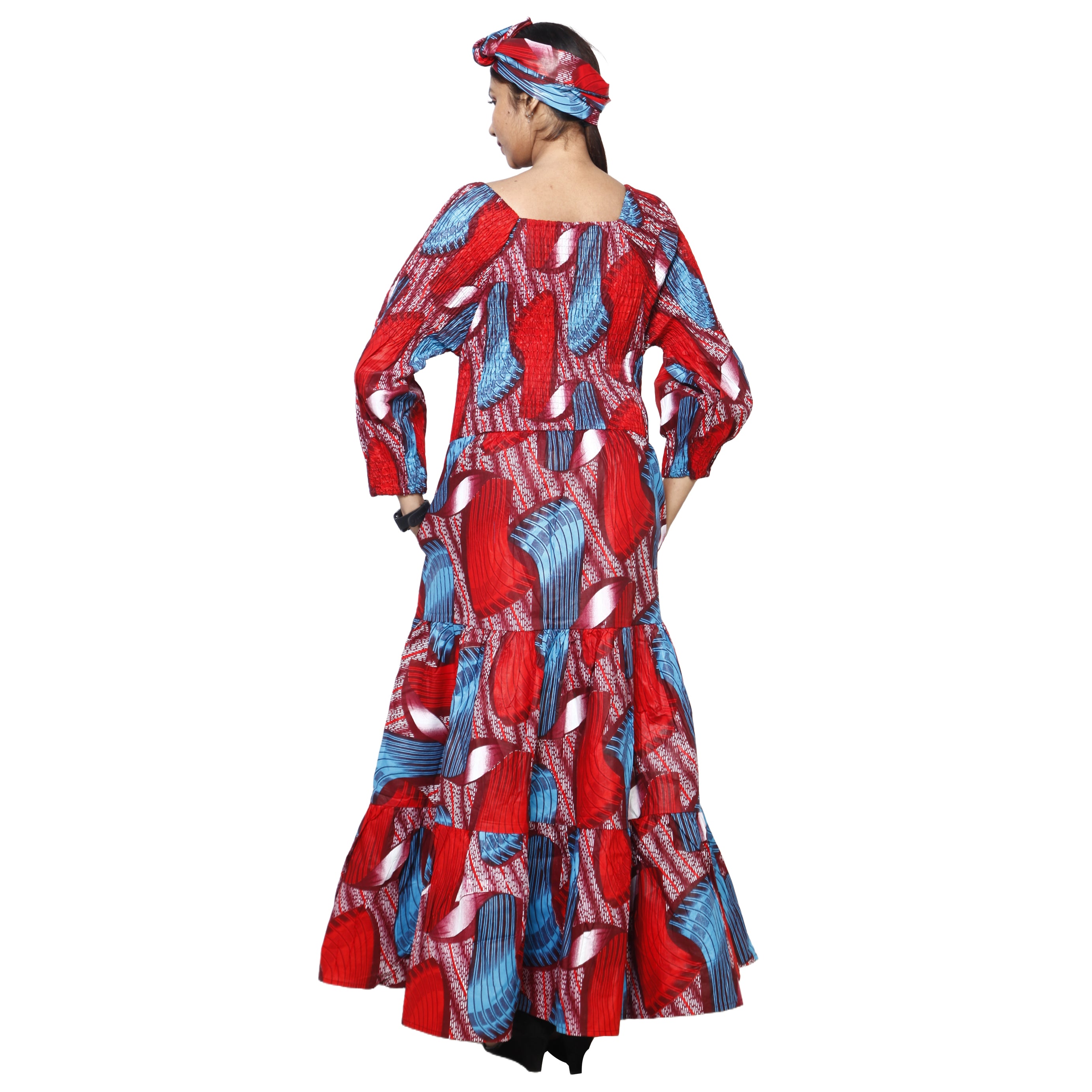 Women's Smocking Long Sleeve Maxi Dress -- FI-50083