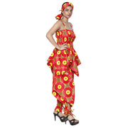 Women's African Print Sleeveless Peplum Top and Jogger Pants Set -- FI-4042