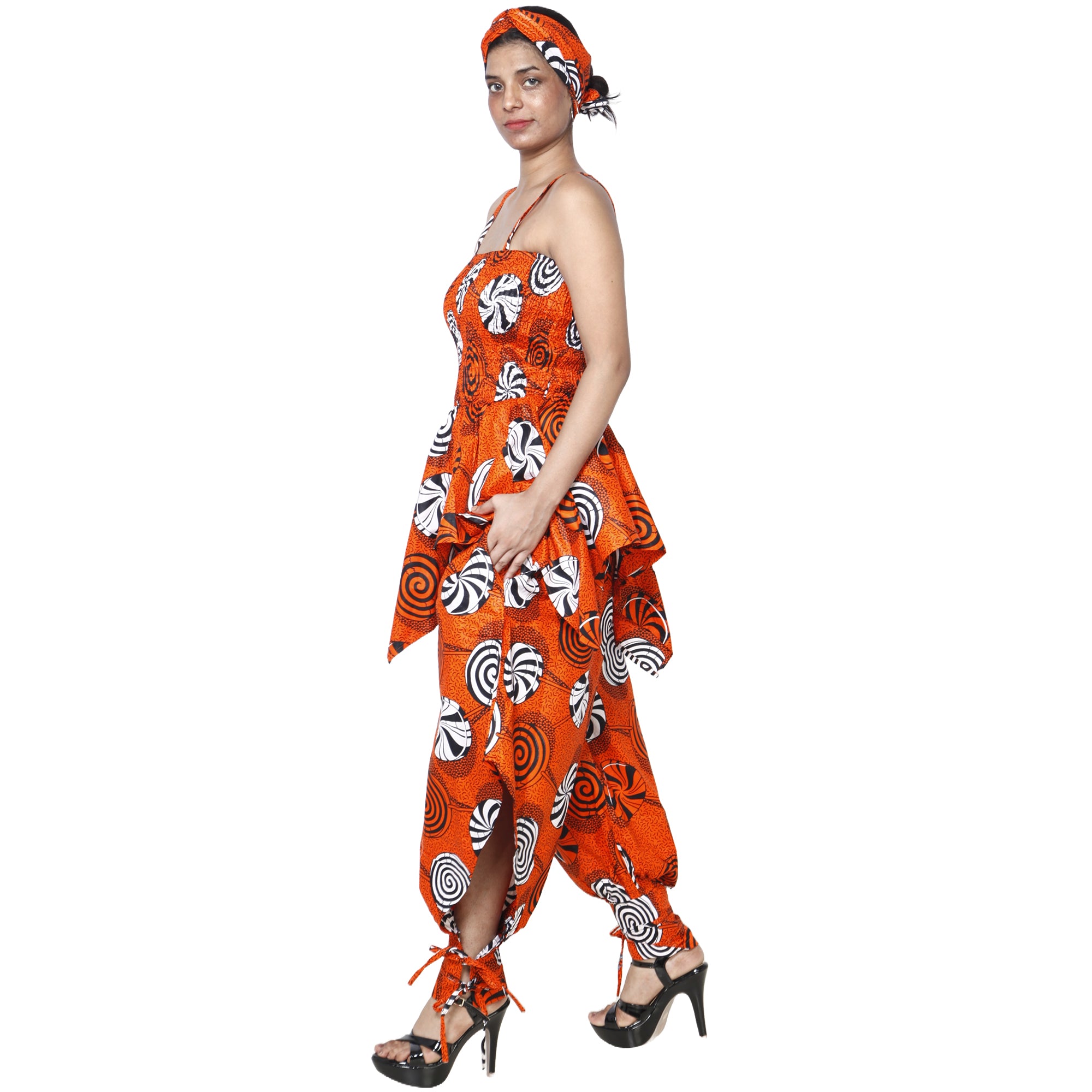 Women's African Print Sleeveless Peplum Top & Jogger Pants