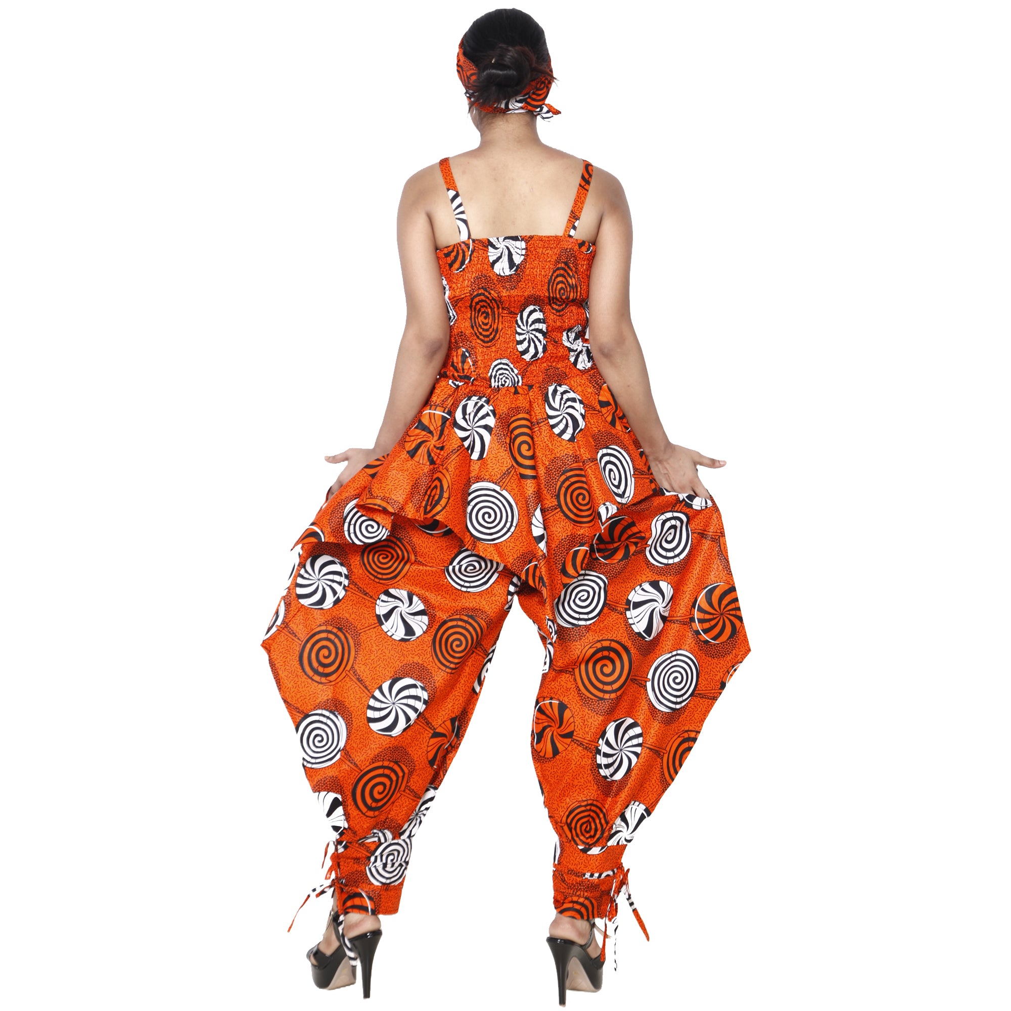 Women's African Print Sleeveless Peplum Top & Jogger Pants