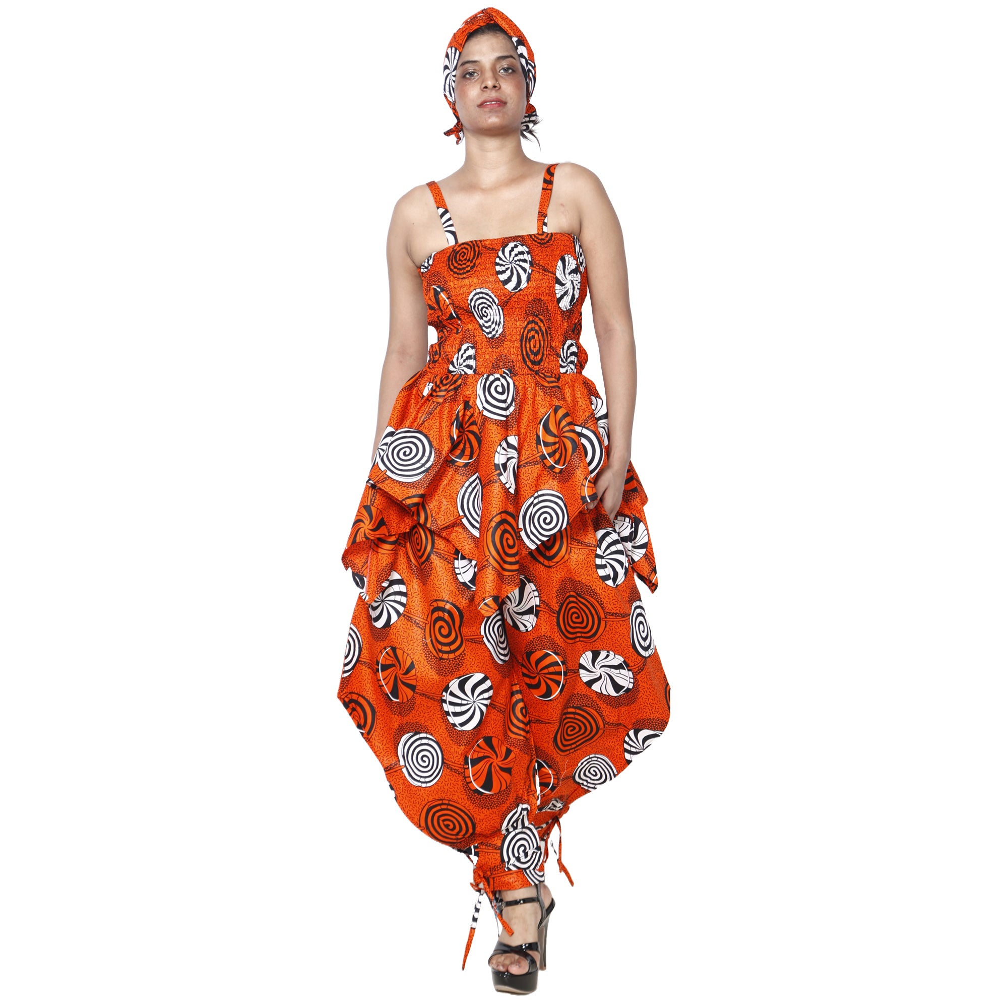 Women's African Print Sleeveless Peplum Top & Jogger Pants
