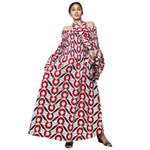 Women's Long Sleeve Smocking Maxi Dress with Bell Sleeves -- FI-50072