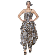 Women's African Print Sleeveless Peplum Top and Jogger Pants Set -- FI-4042