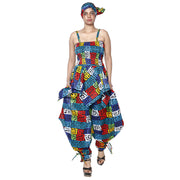 Women's African Print Sleeveless Peplum Top and Jogger Pants Set -- FI-4042