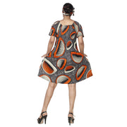 Women's Printed Smocking Short Sleeve Mini Dress - FI-50071 Mini