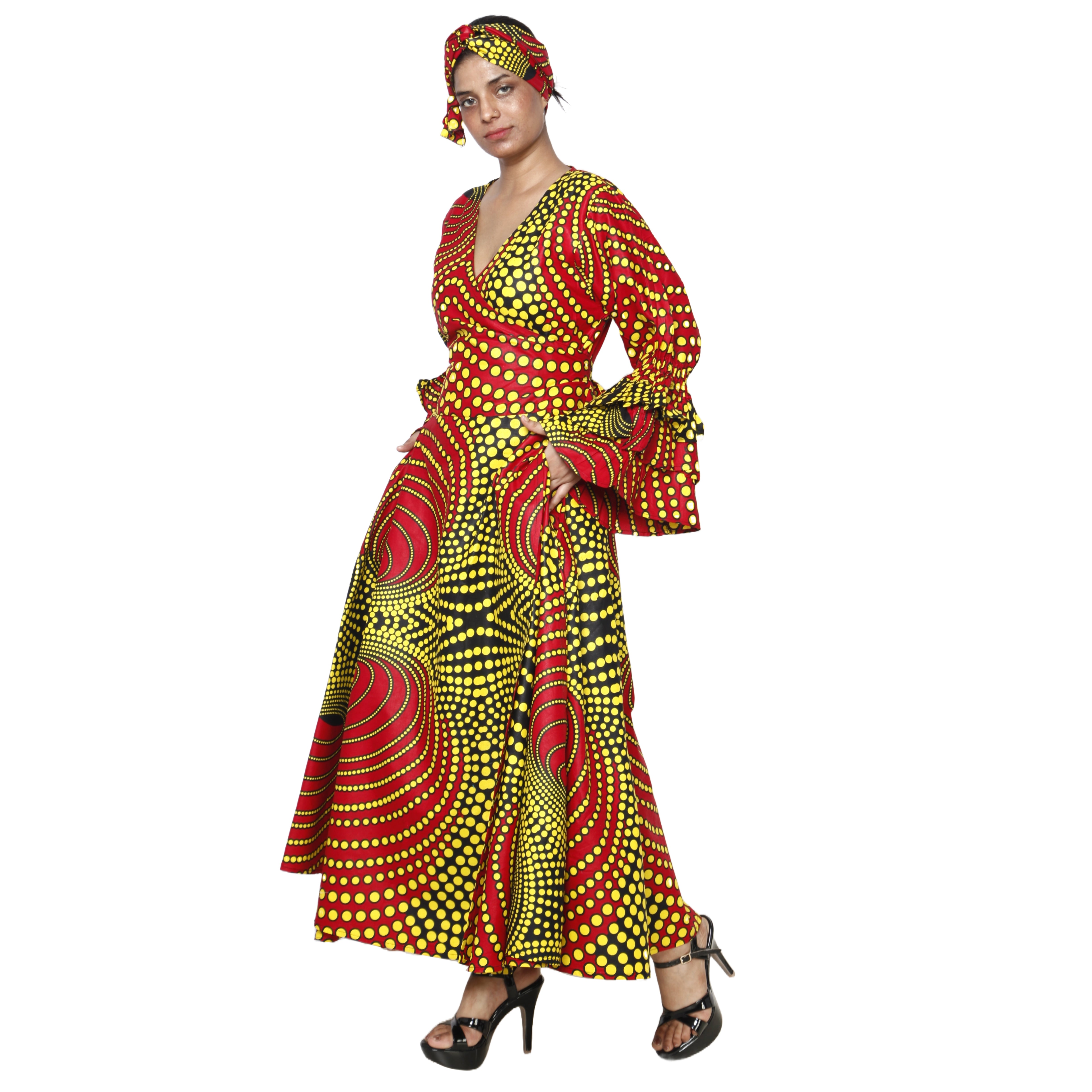 Jiyara Printed Frill Sleeves Dress