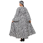 Women's Poly-Cotton Long Bell Sleeve Wrap Dress -- FI-R79FS