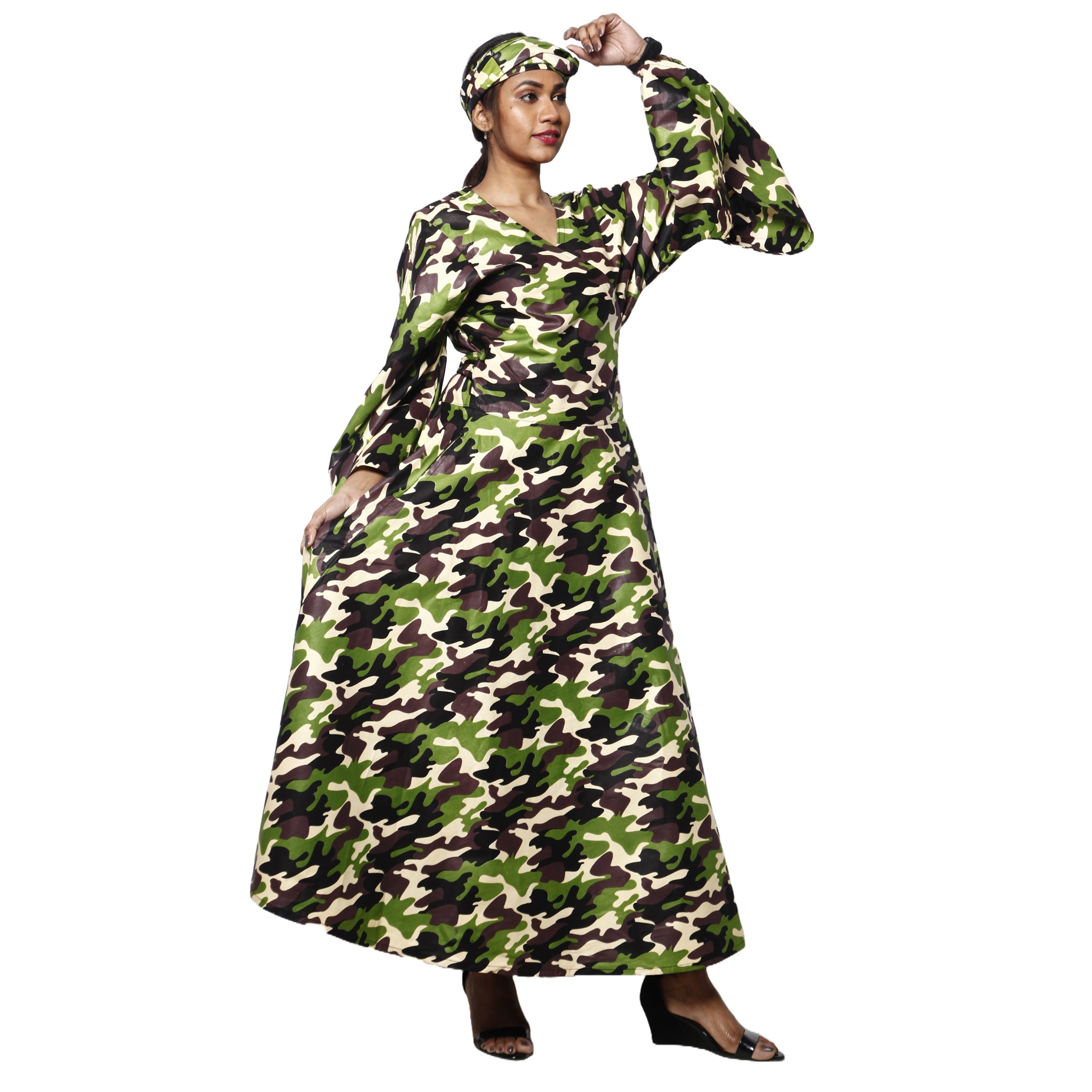 Women's African Printed Long Sleeve Wrap Maxi Dress -- FI-56 FS