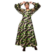 Women's Long Sleeve Smocking Short Dress with Bell Sleeves -- FI-50073