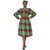 Women's African Print Off Shoulder with Cuff Sleeve Midi Dress -- FI-50076