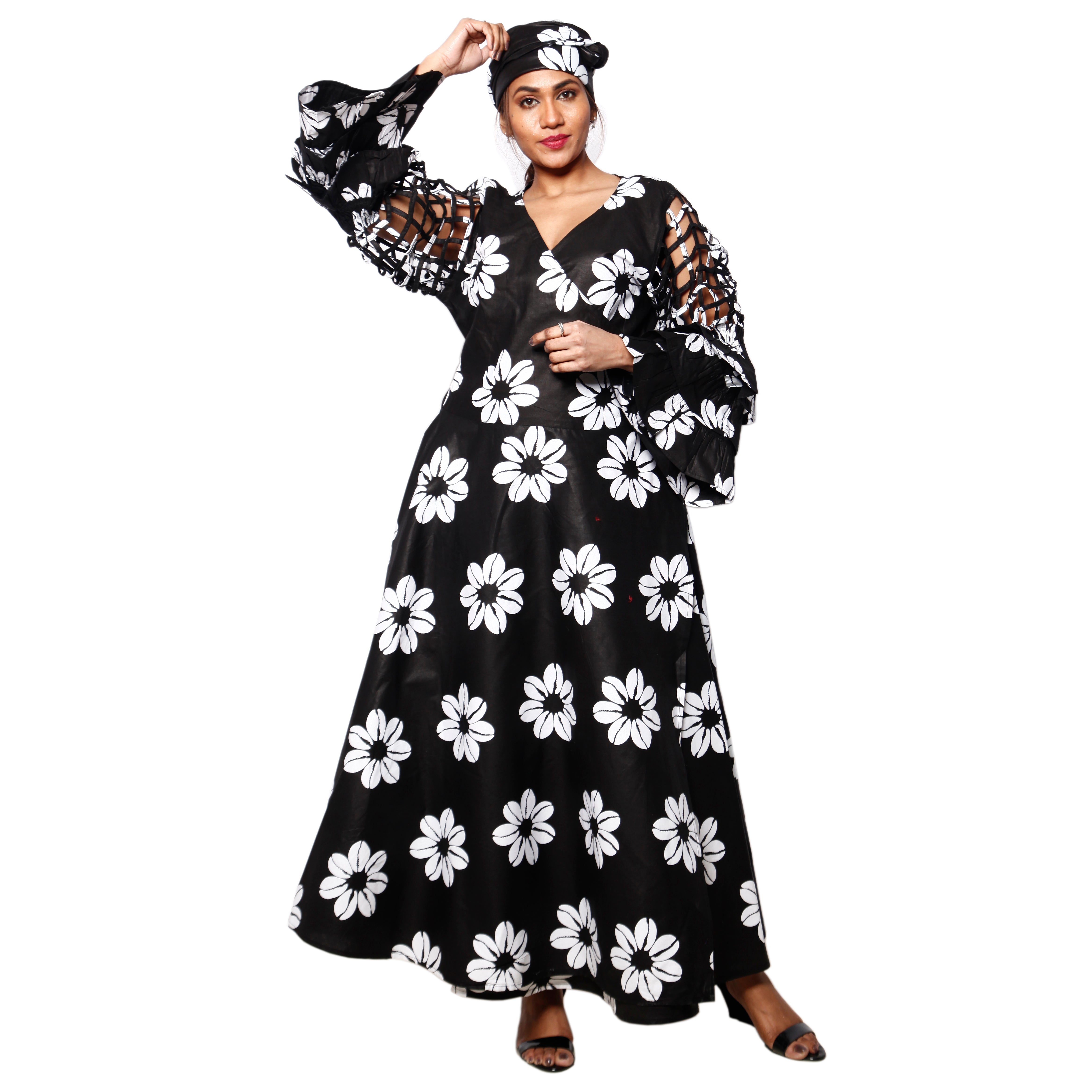 Women's Cage Sleeve Maxi Wrap Dress -- FI-ST71 FS