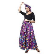 Women's Printed Long Skirt with Matching Scarf and Hat -- FI-32