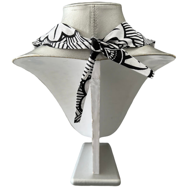 Women's African Printed Single Layer Fabric Necklace Set with Round Earrings