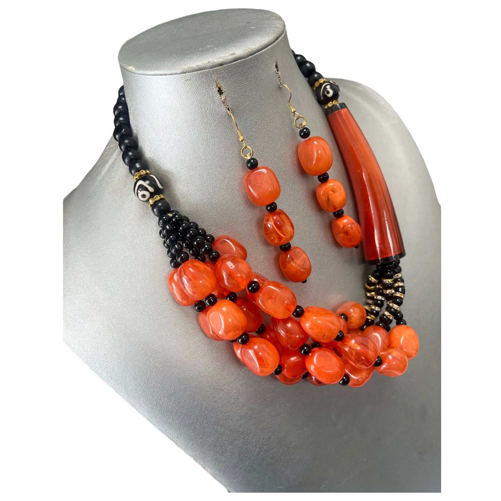 Women's Beaded Wooden Necklace Set -- Jewelry 55