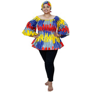 Women's African Off Shoulder Peplum Tunic -- FI-2039