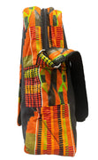 African Kente Print Leather Duffle Bag