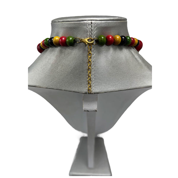 Women's Multi Strand Cowrie Shell Necklace Set -- Rasta