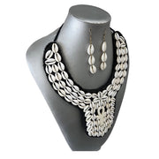 Women's Ankara Style Cowrie Shell Necklace Set