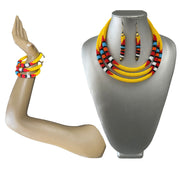 Women's 3 Layer Beaded Necklace Set with Bracelet