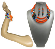 Women's 3 Layer Beaded Necklace Set with Bracelet