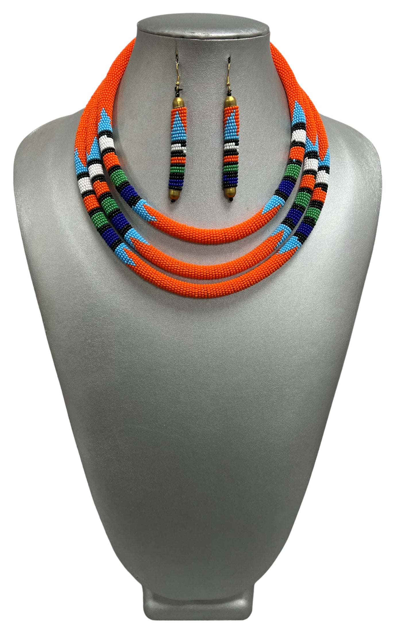 Women's 3 Layer Beaded Necklace Set with Bracelet