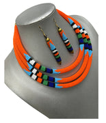 Women's 3 Layer Beaded Necklace Set with Bracelet