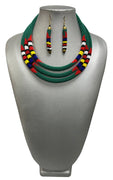 Women's 3 Layer Beaded Necklace Set with Bracelet
