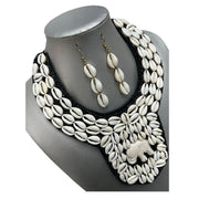 Women's Elephant Cowrie Shell Necklace Set