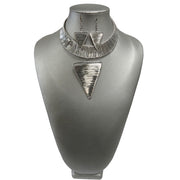 Women's Metal Choker With Large Pendant Necklace Set