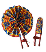 African Fabric Folding Fans -- Set of 12
