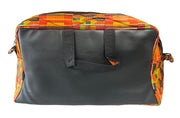 African Kente Print Leather Duffle Bag