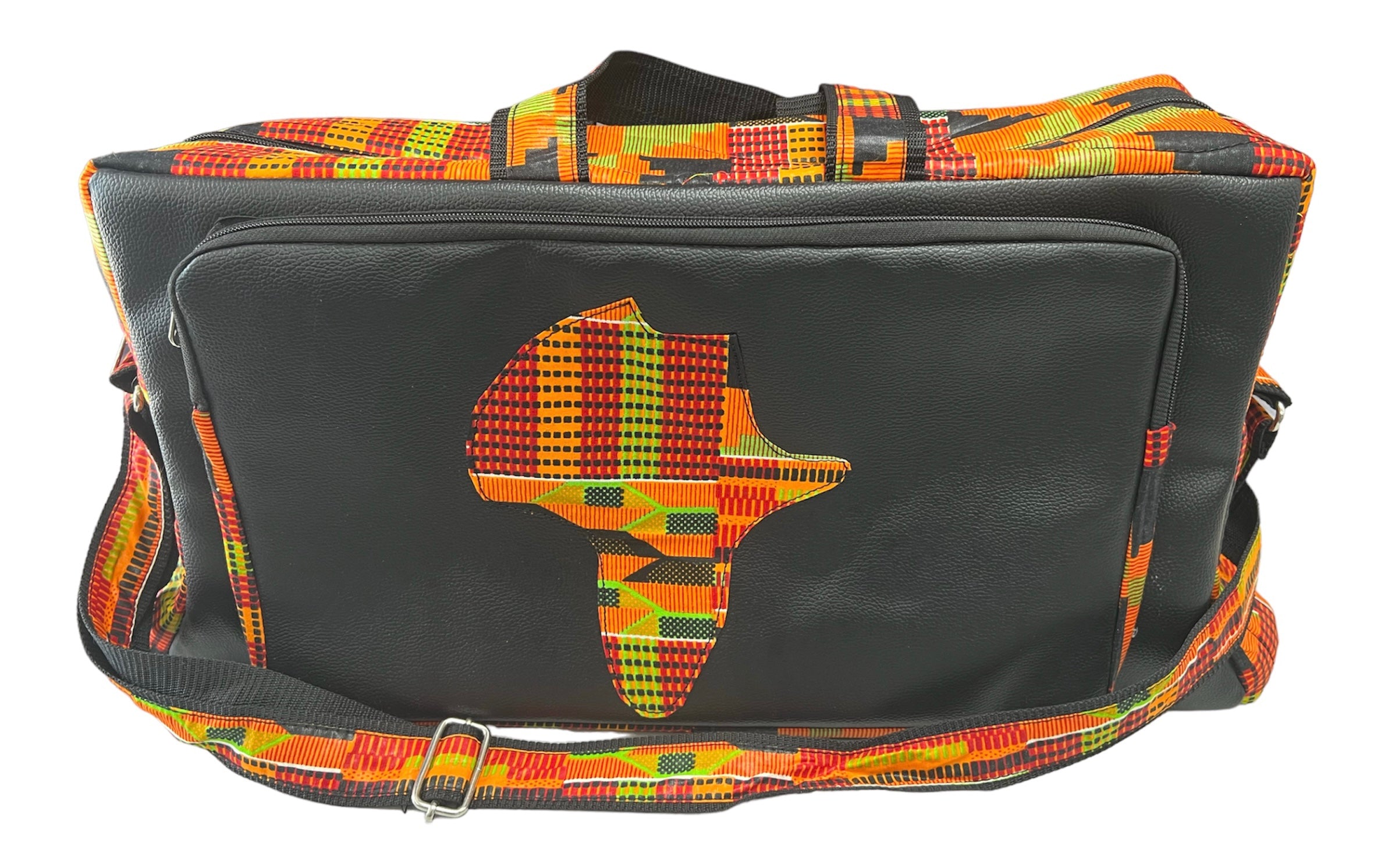 Kente Printed Duffle Africa Map Bag
