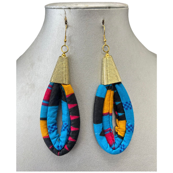 Women's African Printed Fabric Teardrop Earrings -- PER DOZEN